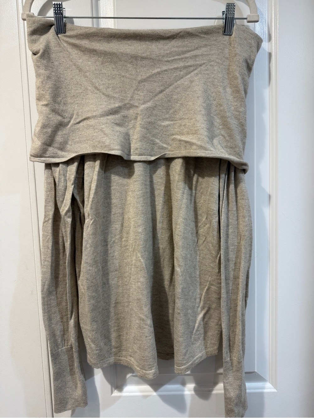 Tommy Bahama Off-the-Shoulder Knit Sweater in Light Taupe